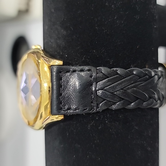 Fossil diamond glass face with black leather strap - Picture 2 of 2
